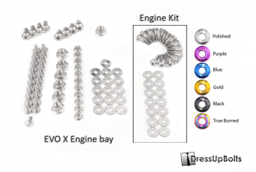 Mitsubishi Evo X Evo 10 (2008-2016) 4B11T Titanium Dress Up Bolts Engine Kit